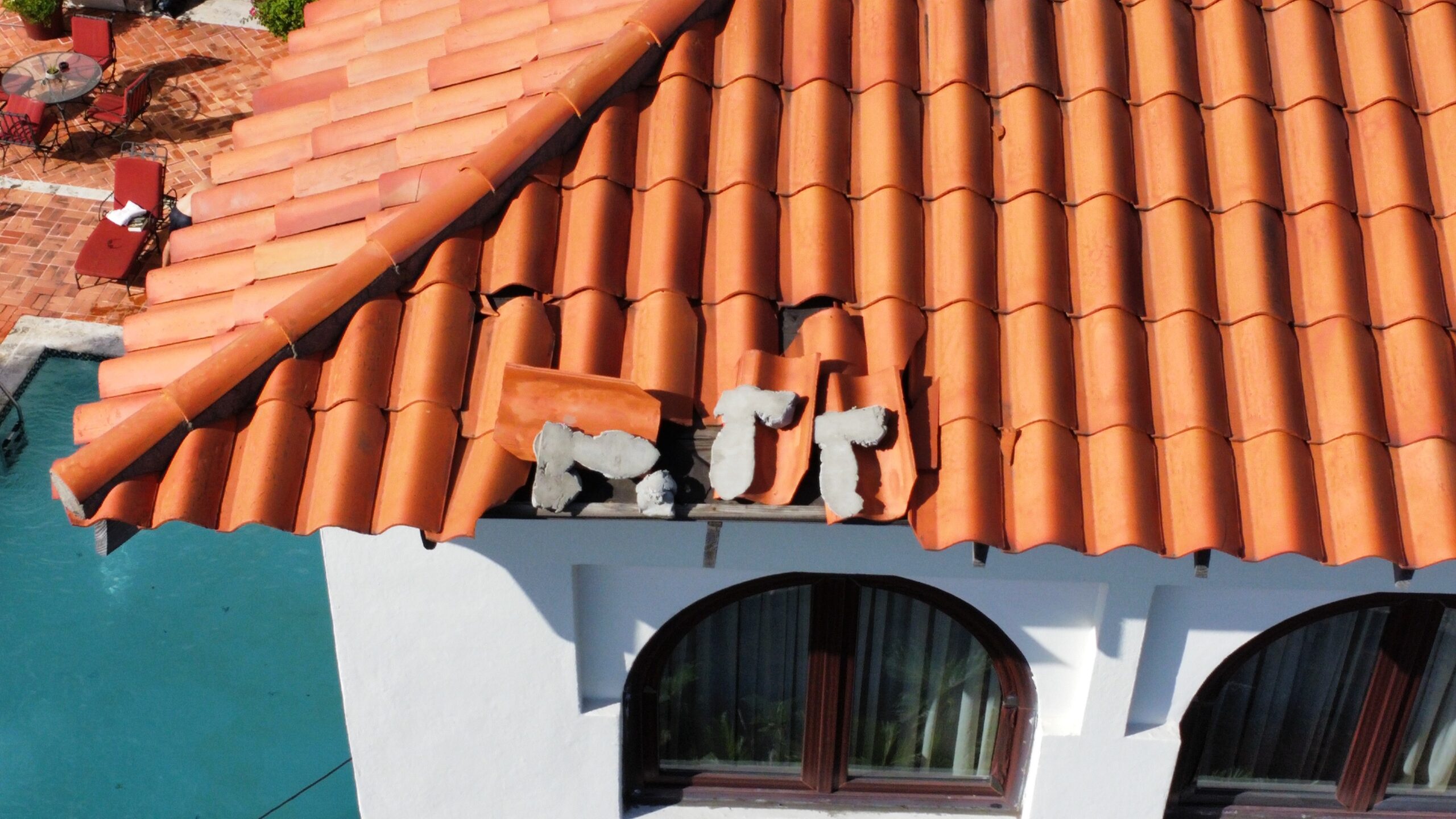 Inspection of work on the roof. Residence in the Turks and Caicos Islands.